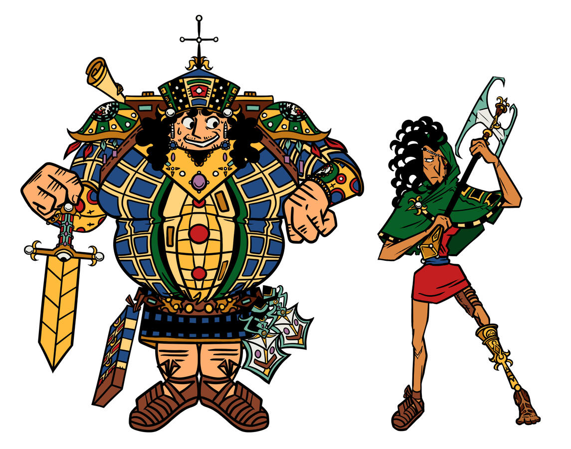 Bedlam in Byzantium! It's an alternate-Earth Constantinople, and magic floods across the land. Meek but earnest nobleman David (left) and seasoned ex-soldier Maximus (right) must travel the Silk Road to acquire an artifact for a powerful alchemist.