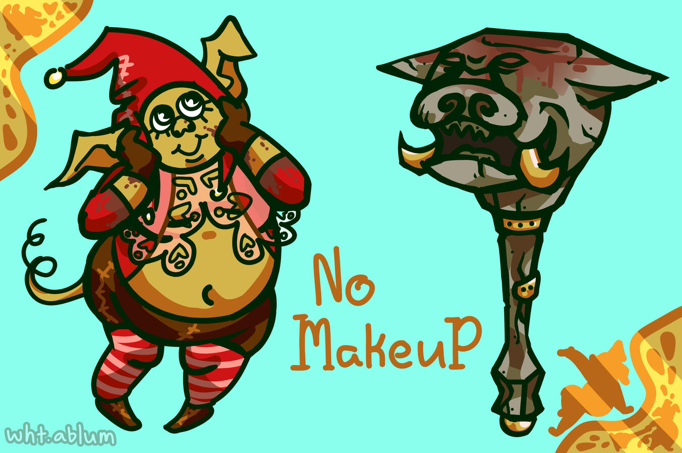 The adjacent designs, but with makeup and paint removed to show the lower layers.