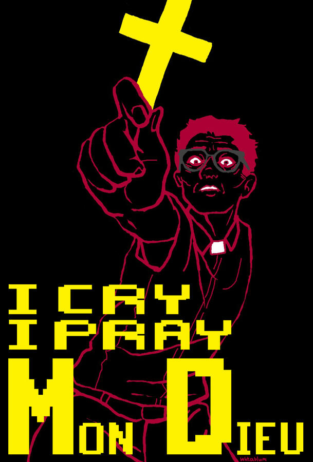 This piece features lyrics from Army of Lovers rendered in hand-designed, pixelated letters.